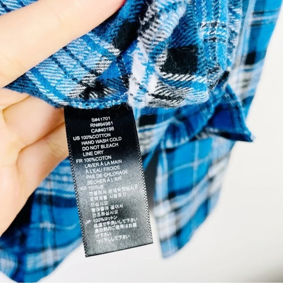 Twentyone Blue Plaid Flannel Button Down Shirt Size Medium - Picture 5 of 6
